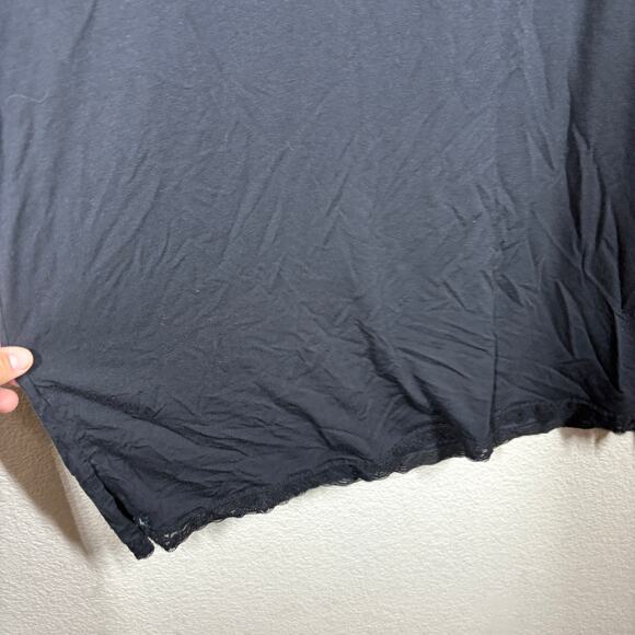 Barefoot Dreams Luxe Milk Jersey Size XL Night Dress Black Sleepwear Lace Trim - Picture 4 of 6